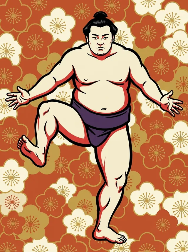 AI-generated illustration of a representative sumo wrestler. Not a photograph or a likeness of Kitafubuki Hiroshi.