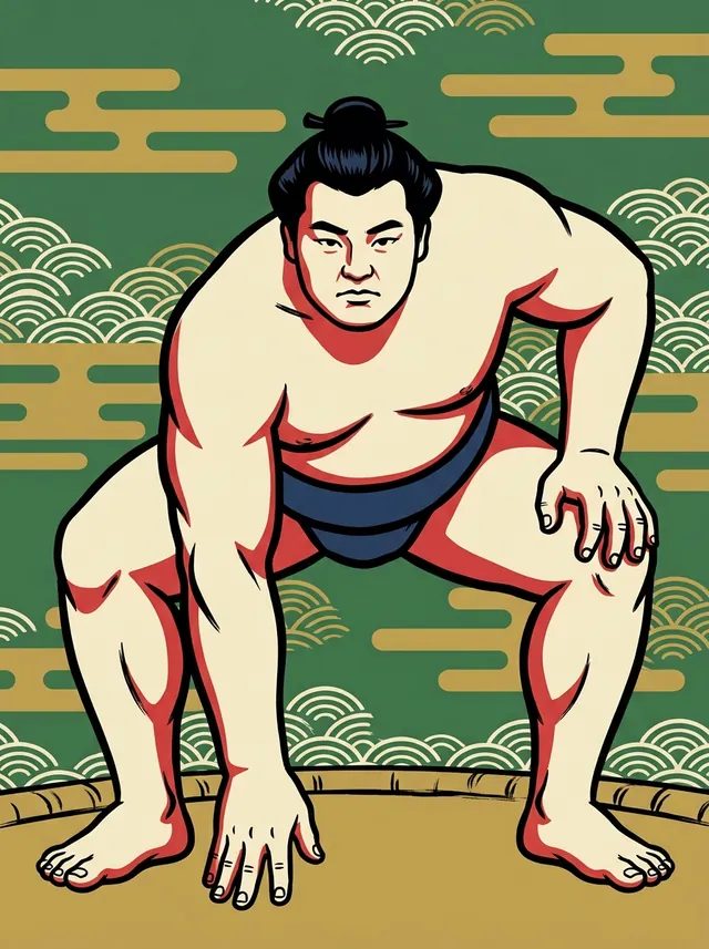 AI-generated illustration of a representative sumo wrestler. Not a photograph or a likeness of Tochiizumi Takayuki.