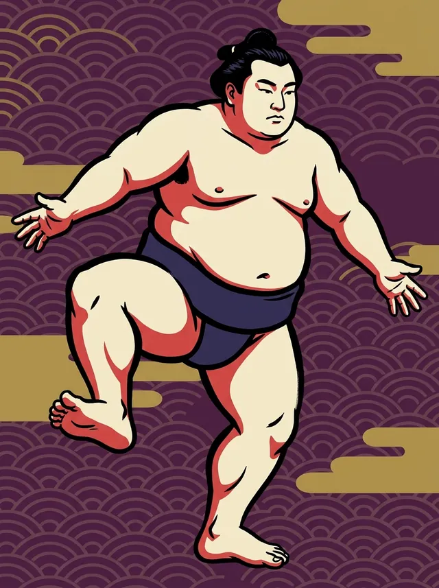 AI-generated illustration of a representative sumo wrestler. Not a photograph or a likeness of Tenkoyama.