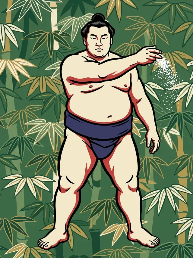 AI-generated illustration of a representative sumo wrestler. Not a photograph or a likeness of Juzan Katsuaki.