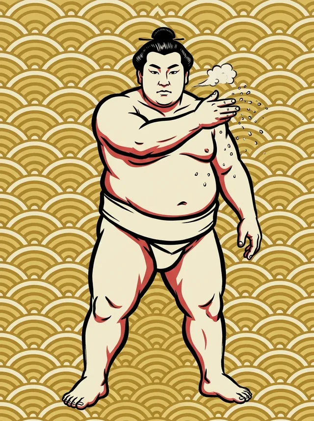 AI-generated illustration of a representative sumo wrestler. Not a photograph or a likeness of Tamakasuga Ryoji.