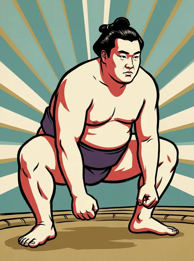 AI-generated illustration of a representative sumo wrestler. Not a photograph or a likeness of Takatoriki Tadashige.