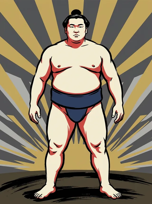 AI-generated illustration of a representative sumo wrestler. Not a photograph or a likeness of Tochiazuma Daisuke.