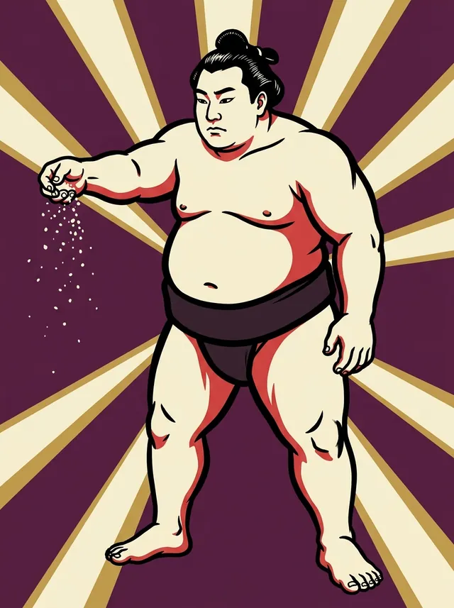 AI-generated illustration of a representative sumo wrestler. Not a photograph or a likeness of Kiyonofuji Takeshi.