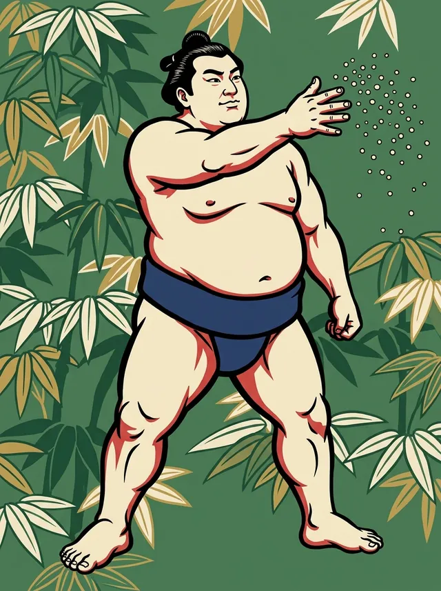 AI-generated illustration of a representative sumo wrestler. Not a photograph or a likeness of Gojoro Katsuhiro.