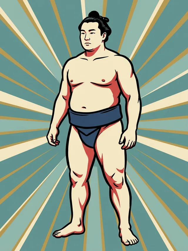 AI-generated illustration of a representative sumo wrestler. Not a photograph or a likeness of Kyokusetsuzan Eiji.