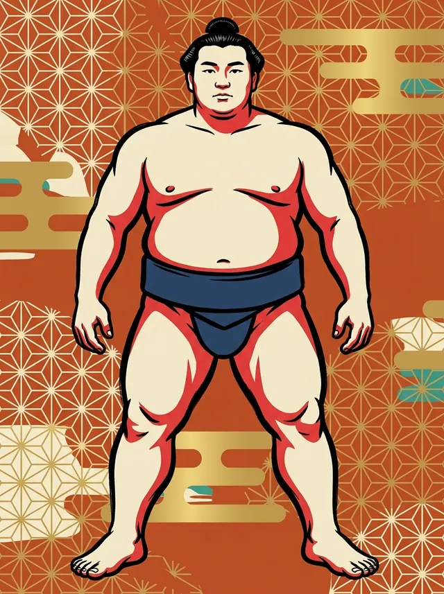 AI-generated illustration of a representative sumo wrestler. Not a photograph or a likeness of Tochinowaka Kiyotaka.