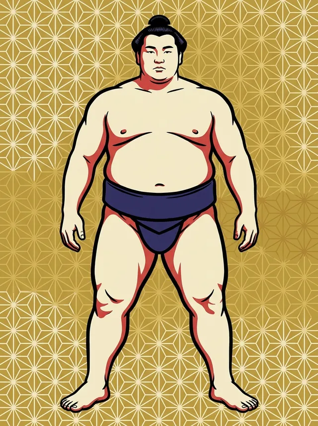 AI-generated illustration of a representative sumo wrestler. Not a photograph or a likeness of Umenosato Shoji.