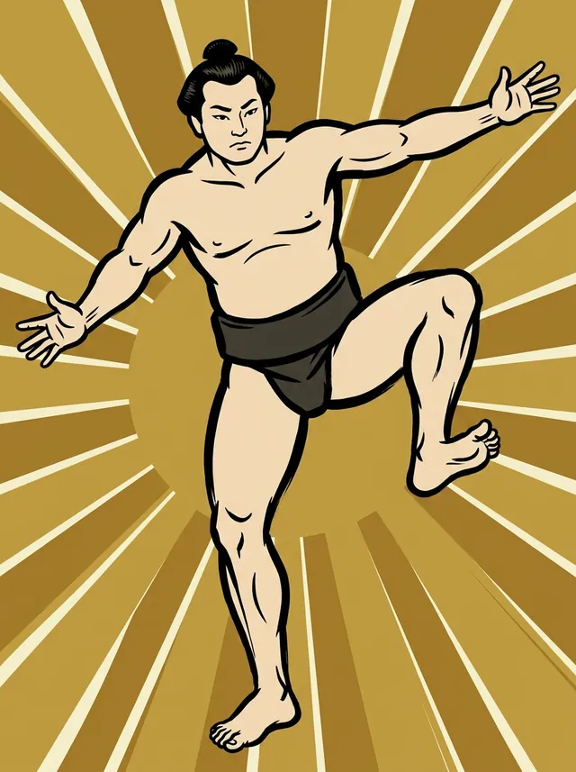 AI-generated illustration of a representative sumo wrestler. Not a photograph or a likeness of Terao Tsunefumi.