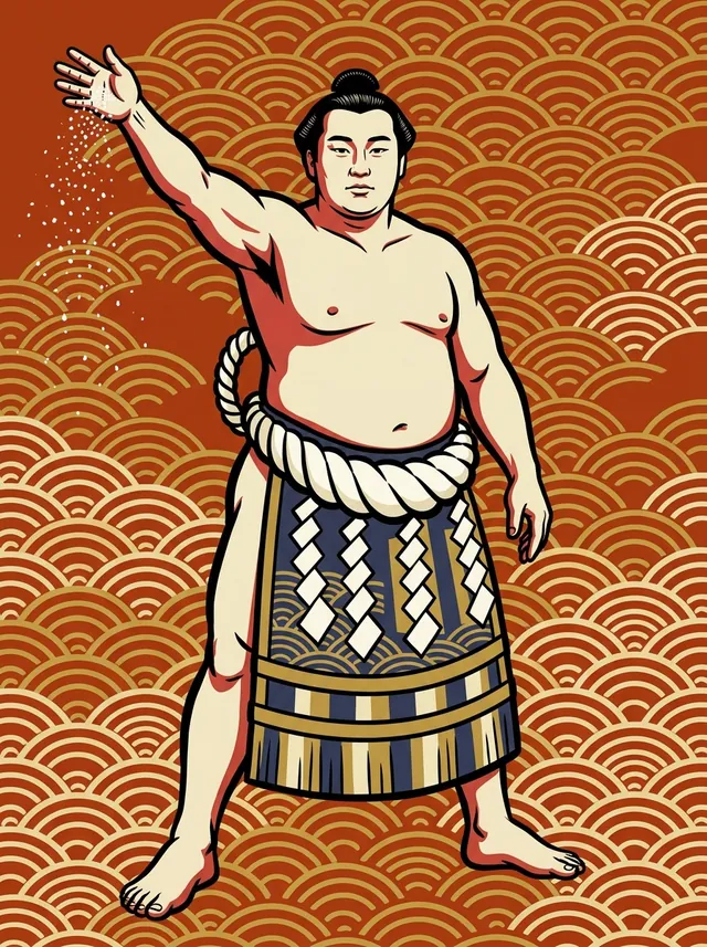 AI-generated illustration of a representative sumo wrestler. Not a photograph or a likeness of Nishinoumi Kajiro.
