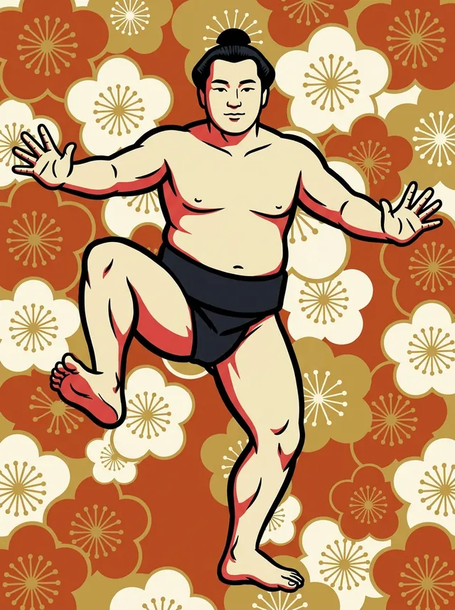 AI-generated illustration of a representative sumo wrestler. Not a photograph or a likeness of Onosato Mansuke.