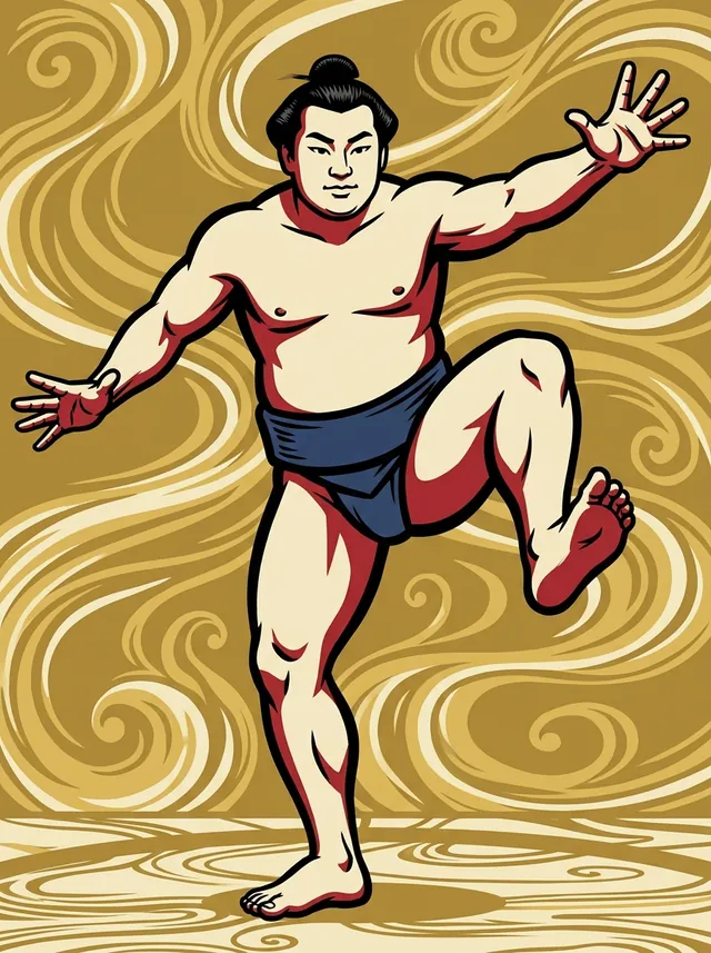 AI-generated illustration of a representative sumo wrestler. Not a photograph or a likeness of Asahibiki Nobuchika.