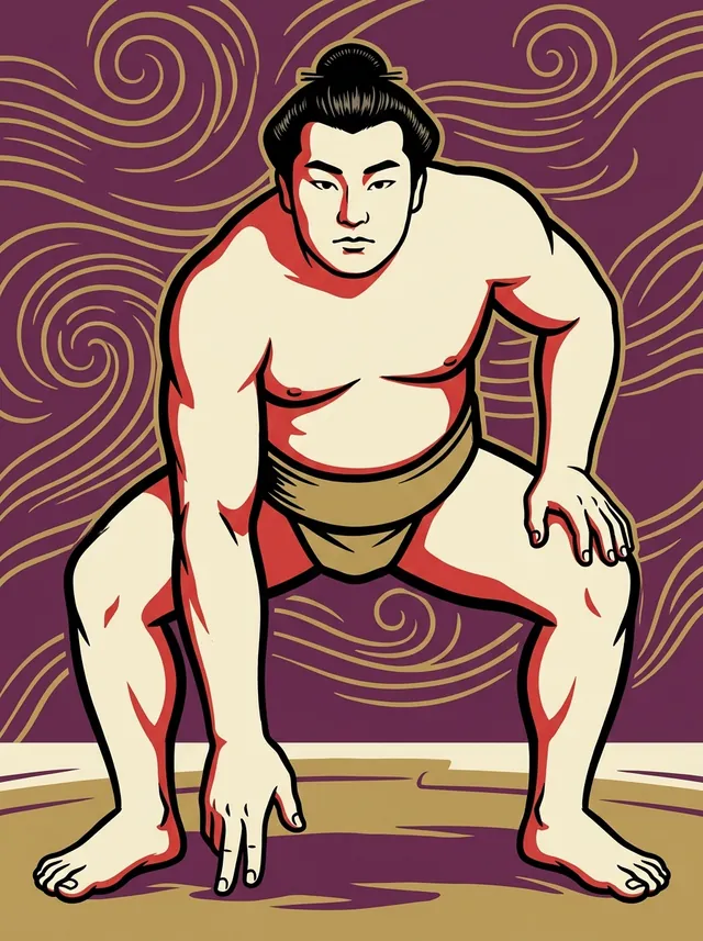 AI-generated illustration of a representative sumo wrestler. Not a photograph or a likeness of Kashiwayama Mamoru.