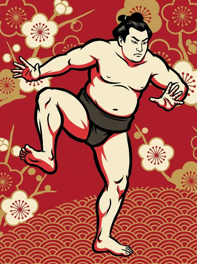 AI-generated illustration of a representative sumo wrestler. Not a photograph or a likeness of Yamanishiki Zenjiro.