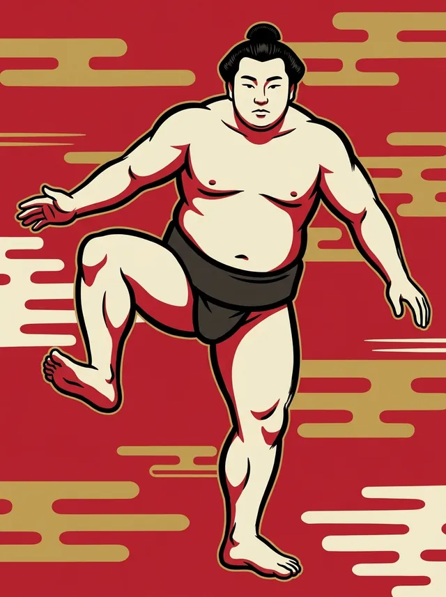AI-generated illustration of a representative sumo wrestler. Not a photograph or a likeness of Hitachiiwa Eitaro.