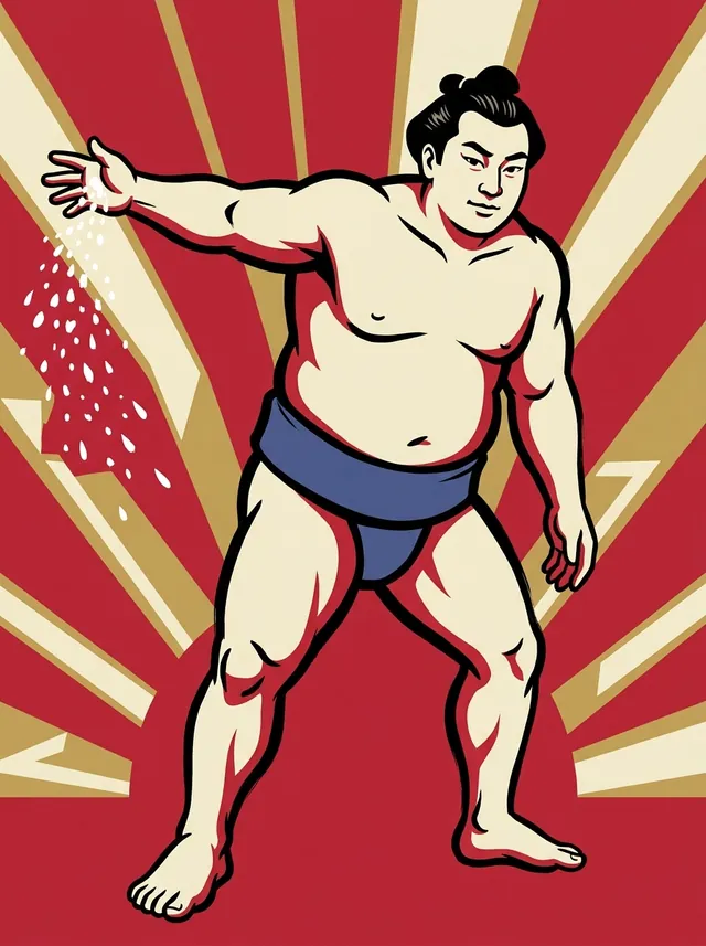 AI-generated illustration of a representative sumo wrestler. Not a photograph or a likeness of Onikaze Kazuo.