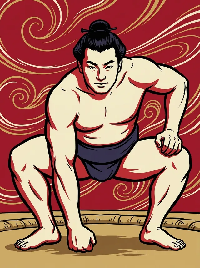 AI-generated illustration of a representative sumo wrestler. Not a photograph or a likeness of Ichinohama Zennosuke.