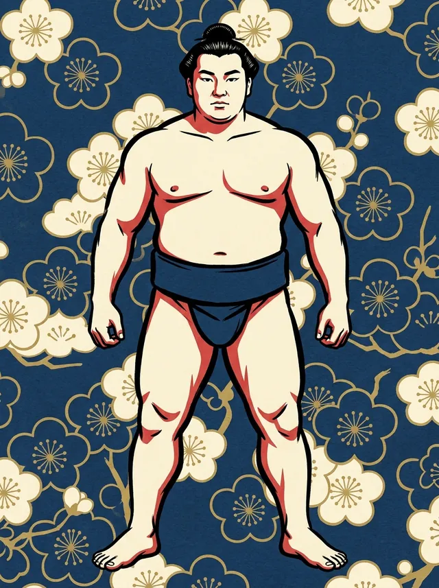 AI-generated illustration of a representative sumo wrestler. Not a photograph or a likeness of Arakuma Tanigoro.