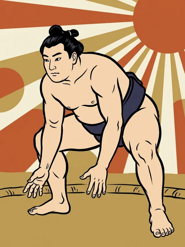AI-generated illustration of a representative sumo wrestler. Not a photograph or a likeness of Tsurugidake Kichigoro.