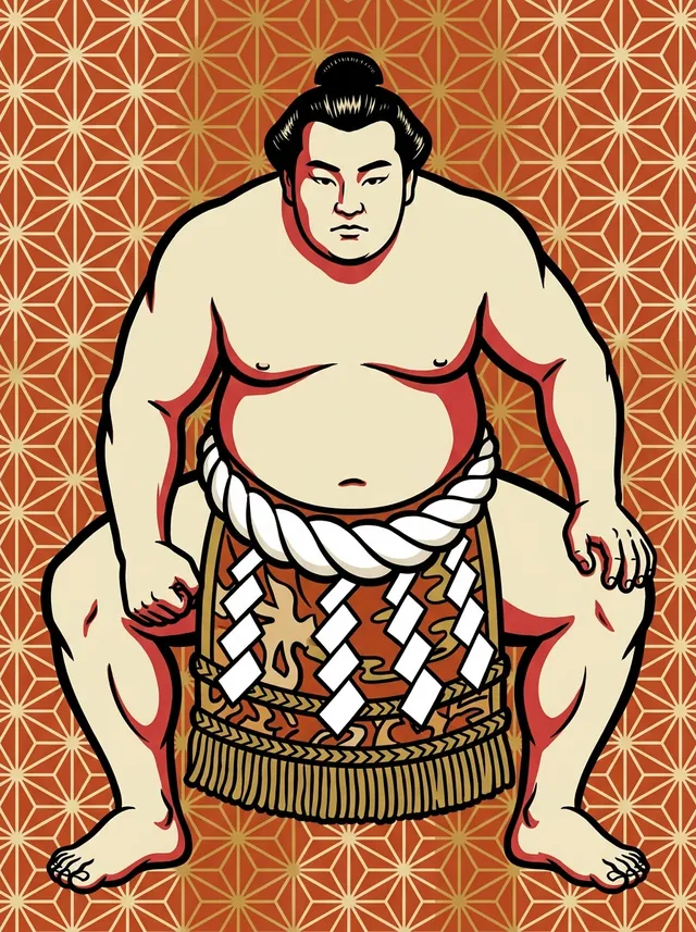 AI-generated illustration of a representative sumo wrestler. Not a photograph or a likeness of Minanogawa Tozo.