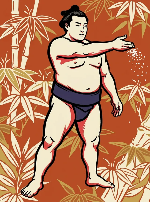AI-generated illustration of a representative sumo wrestler. Not a photograph or a likeness of Kagamiiwa Zenshiro.