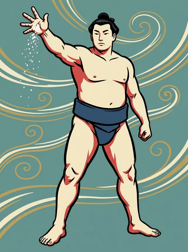 AI-generated illustration of a representative sumo wrestler. Not a photograph or a likeness of Tenryu Saburo.