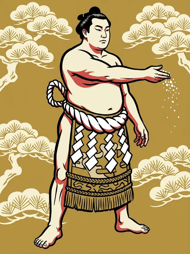 AI-generated illustration of a representative sumo wrestler. Not a photograph or a likeness of Musashiyama Takeshi.