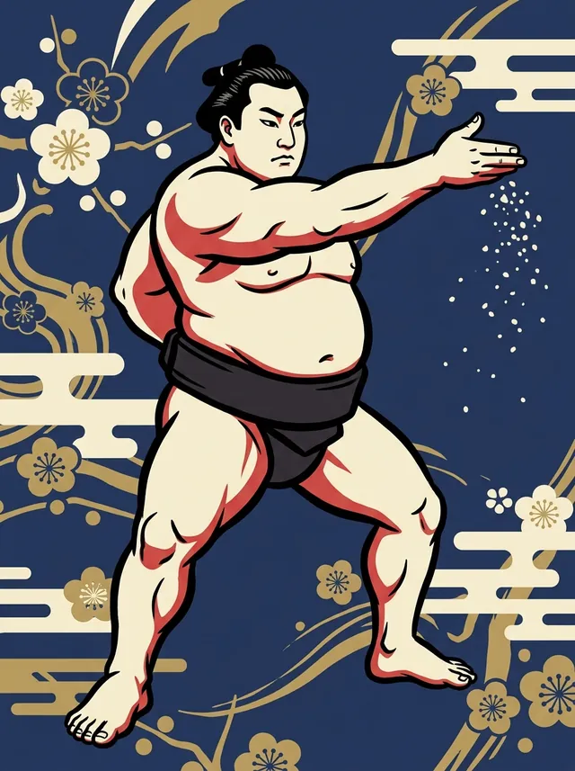 AI-generated illustration of a representative sumo wrestler. Not a photograph or a likeness of Ayagawa Goroji.