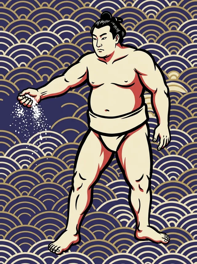 AI-generated illustration of a representative sumo wrestler. Not a photograph or a likeness of Okitsuumi Fukuo.