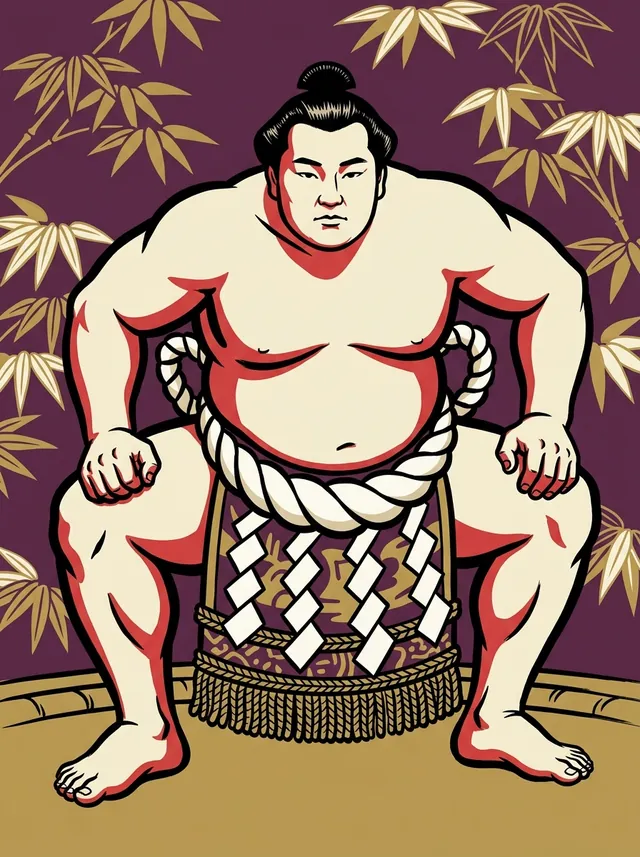 AI-generated illustration of a representative sumo wrestler. Not a photograph or a likeness of Futabayama Sadaji.