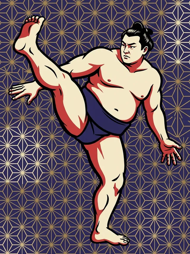 AI-generated illustration of a representative sumo wrestler. Not a photograph or a likeness of Ryogoku Kajinosuke.