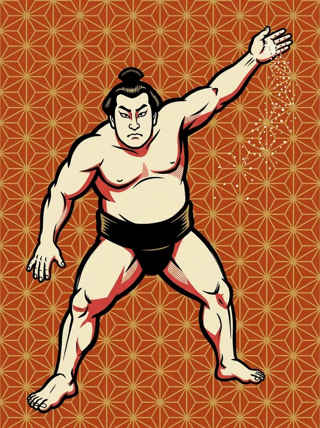 AI-generated illustration of a representative sumo wrestler. Not a photograph or a likeness of Tomoegata Seiichi.