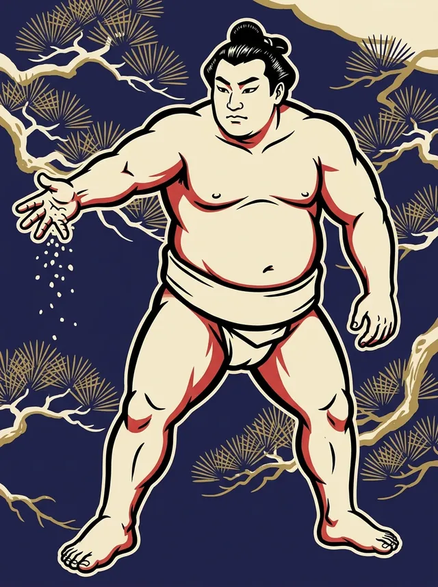 AI-generated illustration of a representative sumo wrestler. Not a photograph or a likeness of Ayawaka Masao.