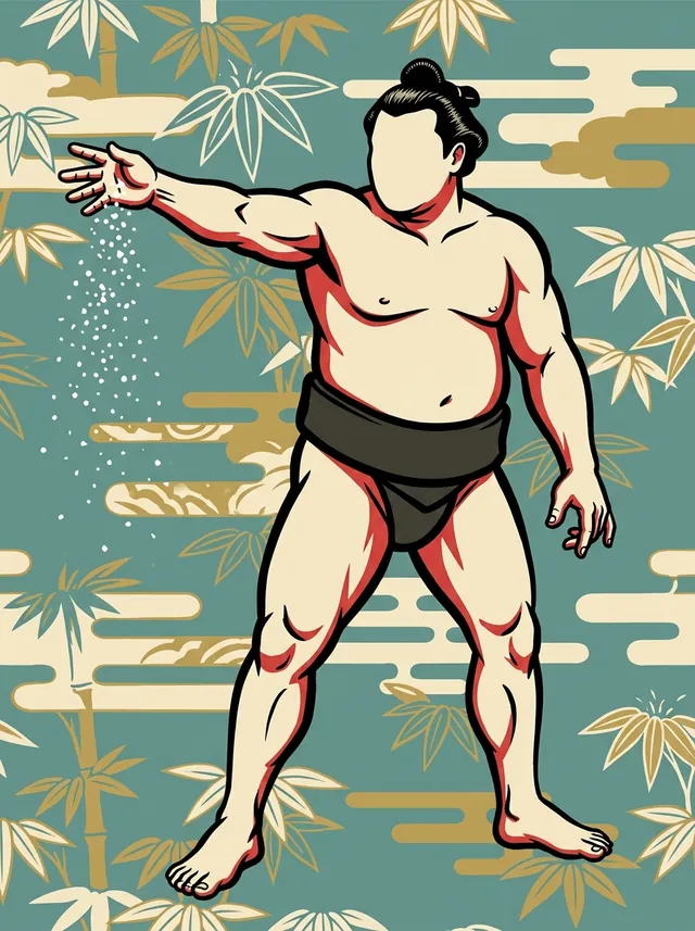 AI-generated illustration of a representative sumo wrestler. Not a photograph or a likeness of Katsuragawa Shichiro.