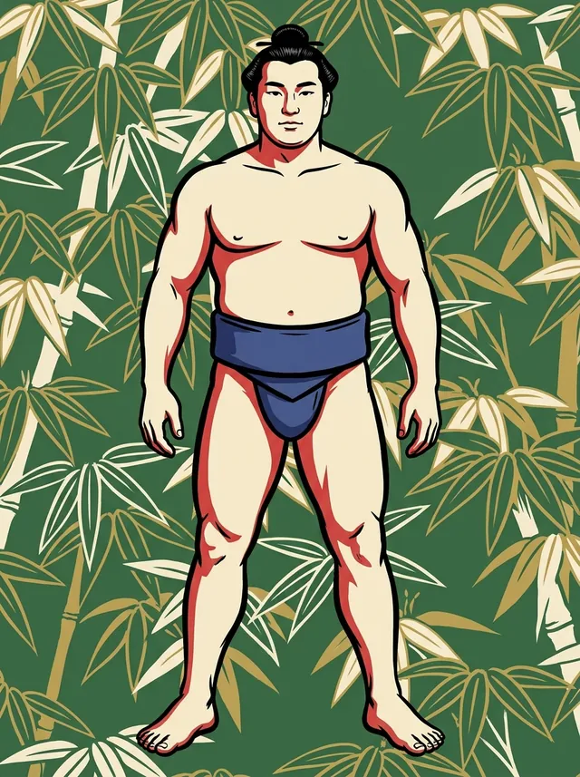 AI-generated illustration of a representative sumo wrestler. Not a photograph or a likeness of Tominoyama Hitoshi.