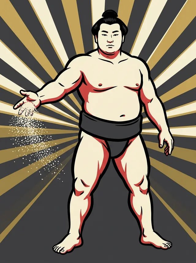 AI-generated illustration of a representative sumo wrestler. Not a photograph or a likeness of Itsutsushima Narao.