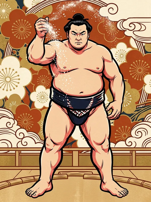 AI-generated illustration of a representative sumo wrestler. Not a photograph or a likeness of Toki Susumu.