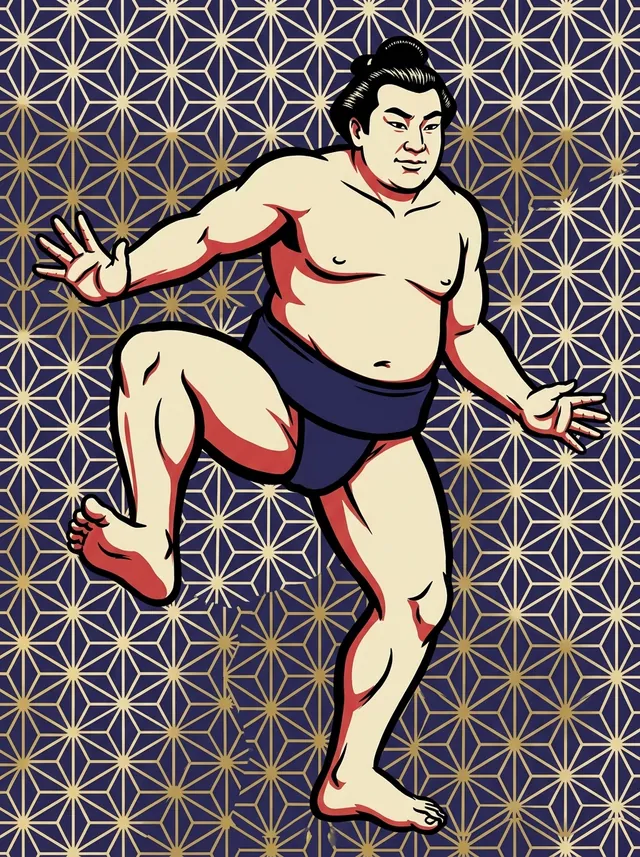 AI-generated illustration of a representative sumo wrestler. Not a photograph or a likeness of Aobayama Tokuo.