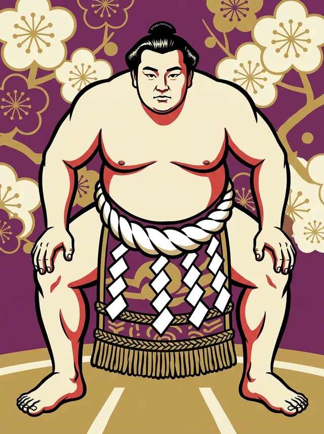 AI-generated illustration of a representative sumo wrestler. Not a photograph or a likeness of Haguroyama Masaji.