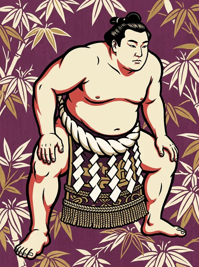 AI-generated illustration of a representative sumo wrestler. Not a photograph or a likeness of Akinoumi Setsuo.