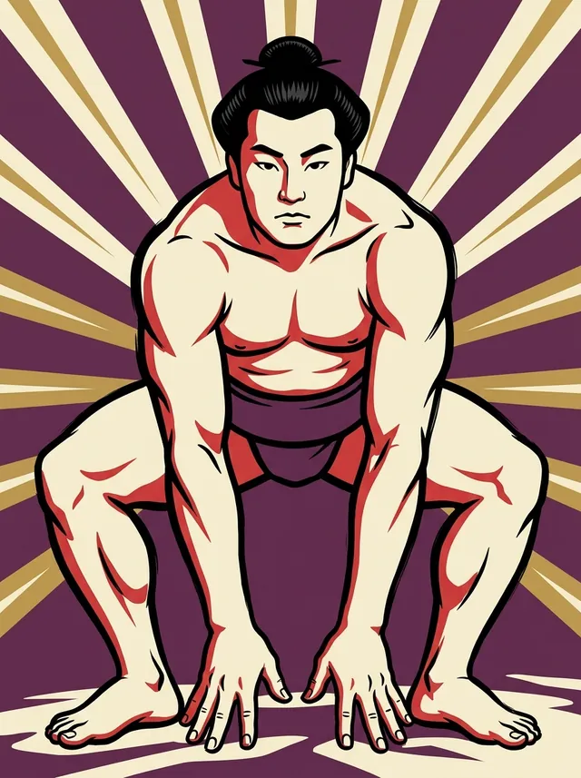 AI-generated illustration of a representative sumo wrestler. Not a photograph or a likeness of Ichiwatari Akira.