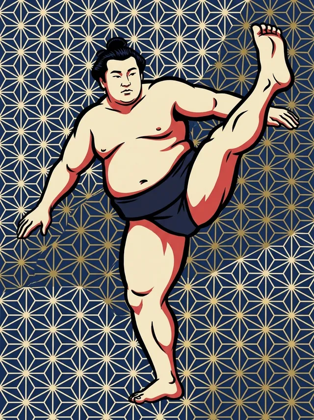 AI-generated illustration of a representative sumo wrestler. Not a photograph or a likeness of Saganohana Katsumi.
