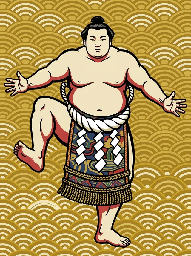 AI-generated illustration of a representative sumo wrestler. Not a photograph or a likeness of Terukuni Manzo.