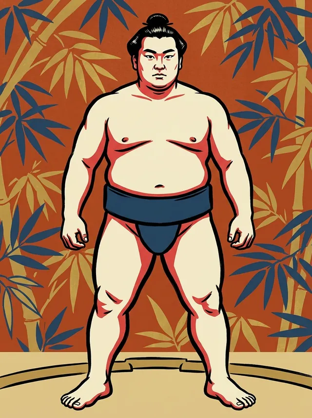 AI-generated illustration of a representative sumo wrestler. Not a photograph or a likeness of Futasegawa Masaichi.