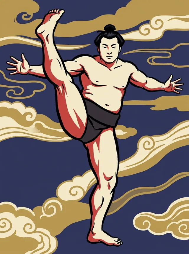 AI-generated illustration of a representative sumo wrestler. Not a photograph or a likeness of Kiyomigawa Umeyuki.