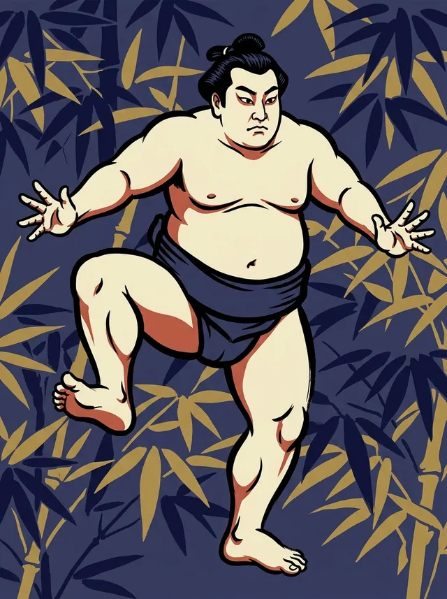 AI-generated illustration of a representative sumo wrestler. Not a photograph or a likeness of Bishuyama Junichi.