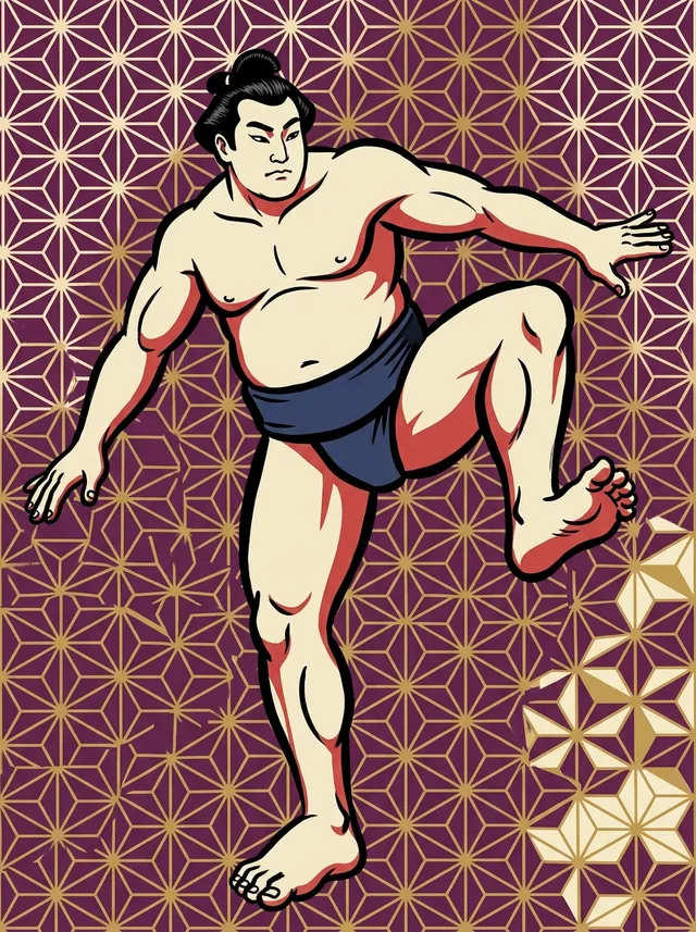 AI-generated illustration of a representative sumo wrestler. Not a photograph or a likeness of Kashiwado Hidetake.