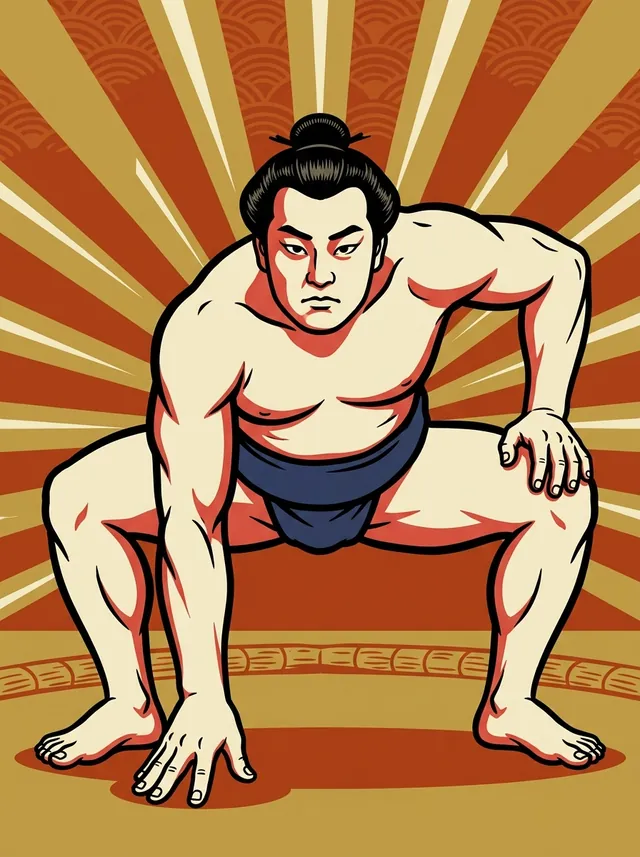 AI-generated illustration of a representative sumo wrestler. Not a photograph or a likeness of Wakasegawa Taiji.