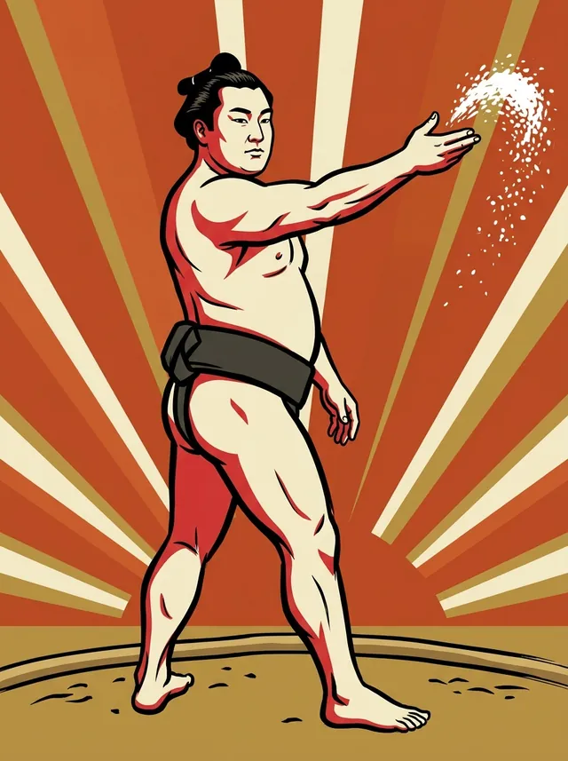 AI-generated illustration of a representative sumo wrestler. Not a photograph or a likeness of Shionoumi Unemon.