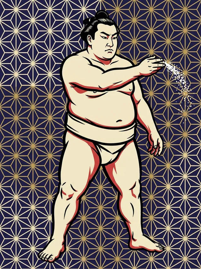 AI-generated illustration of a representative sumo wrestler. Not a photograph or a likeness of Kozuzan Yoshinobu.